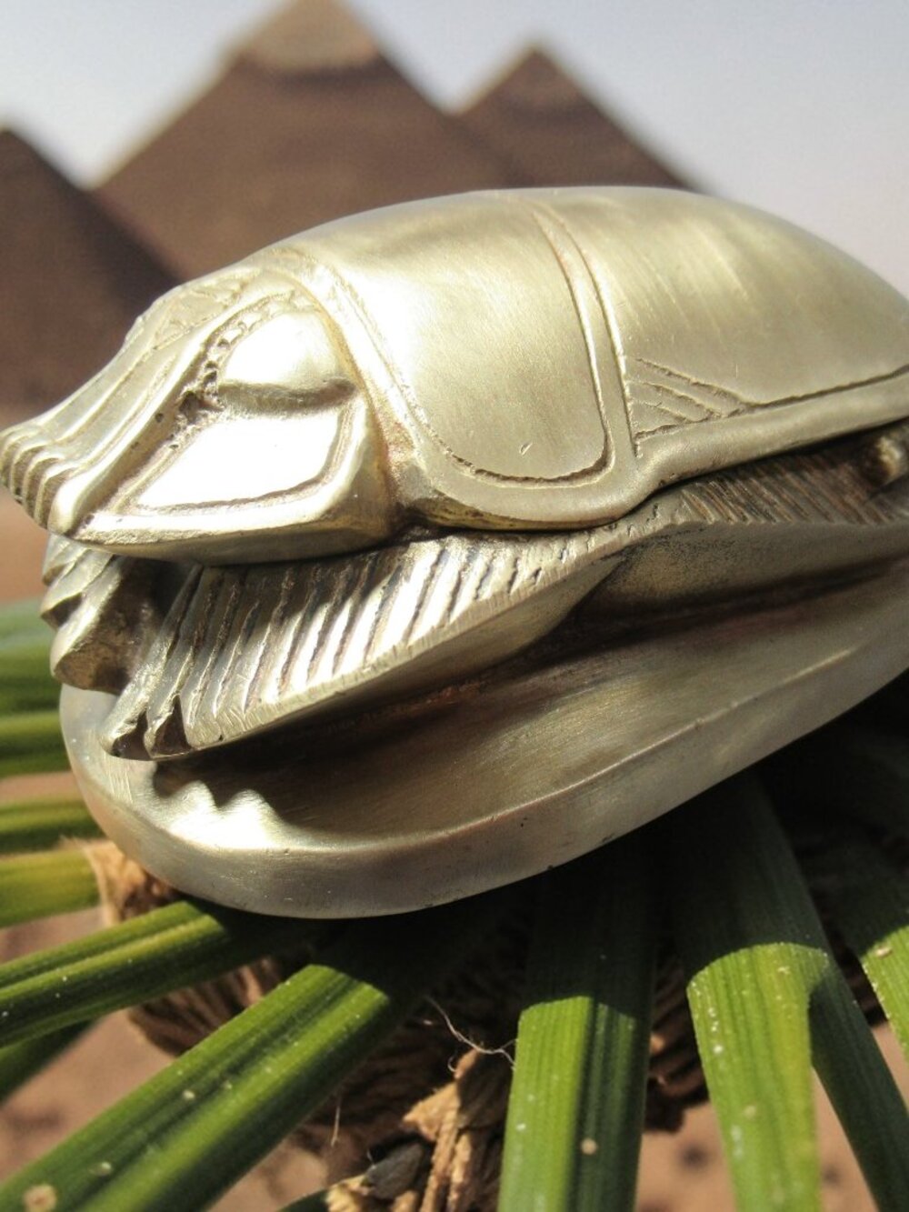 Scarab Box, Egyptian Brass Trinket Box